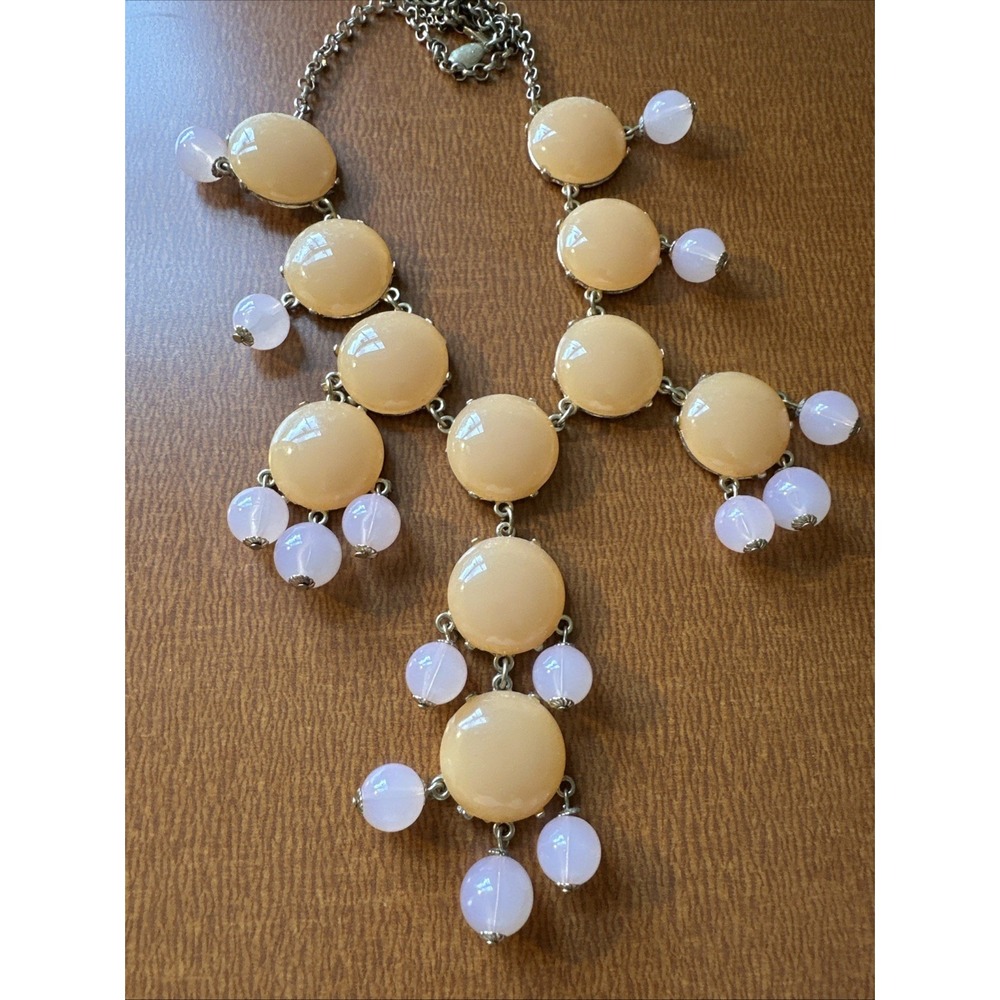 Vintage‎ ILY Signed Pink Orange Bubble Bib Gold Tone Necklace Statement